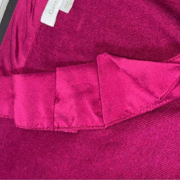 Garnet Hill Fuchsia Silk Blend Sweater Satin Bow Detail Medium Knit Old Money - Picture 5 of 13